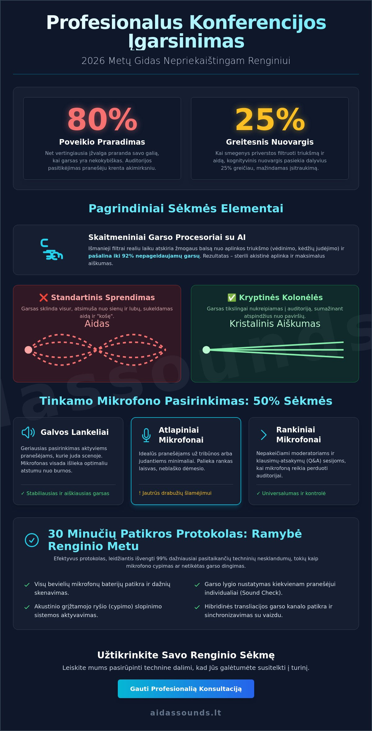 Konferencijos įgarsinimas 2026: Išsamus gidas profesionaliam renginio garsui 1 Konferencijos įgarsinimas 2026: Išsamus gidas profesionaliam renginio garsui